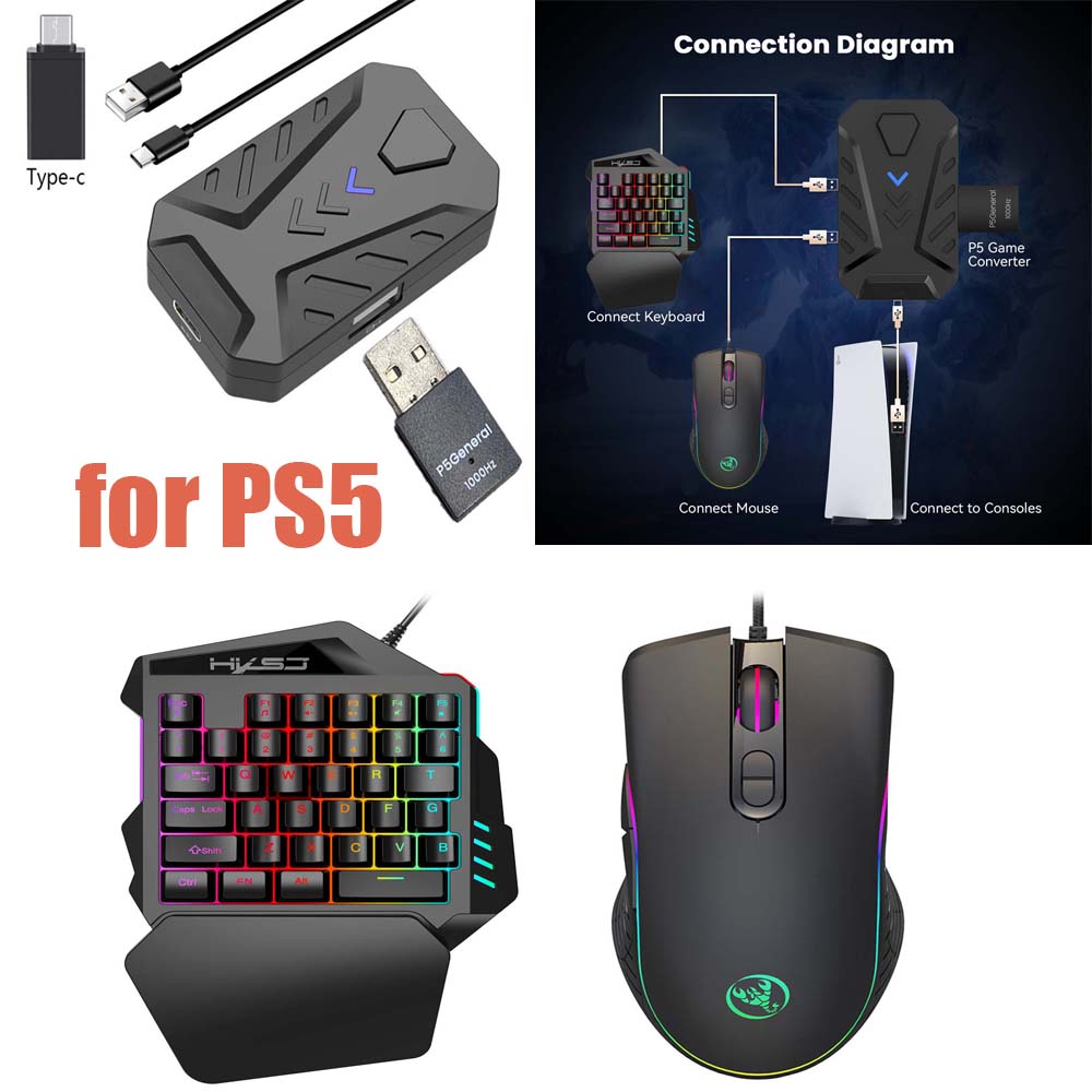 Gaming Console And Controller - for PS5 Gaming Keyboard Mouse Combo