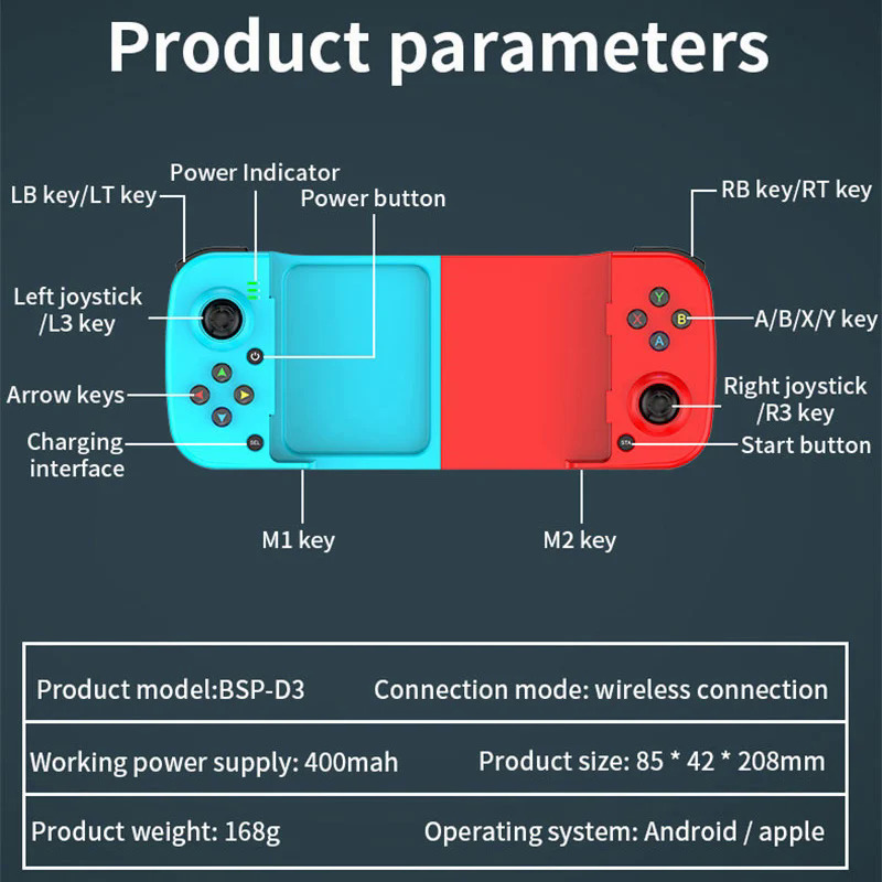 Wireless BT 5.0 Stretchable Ga - Gaming Console For Phone avaliação e preço