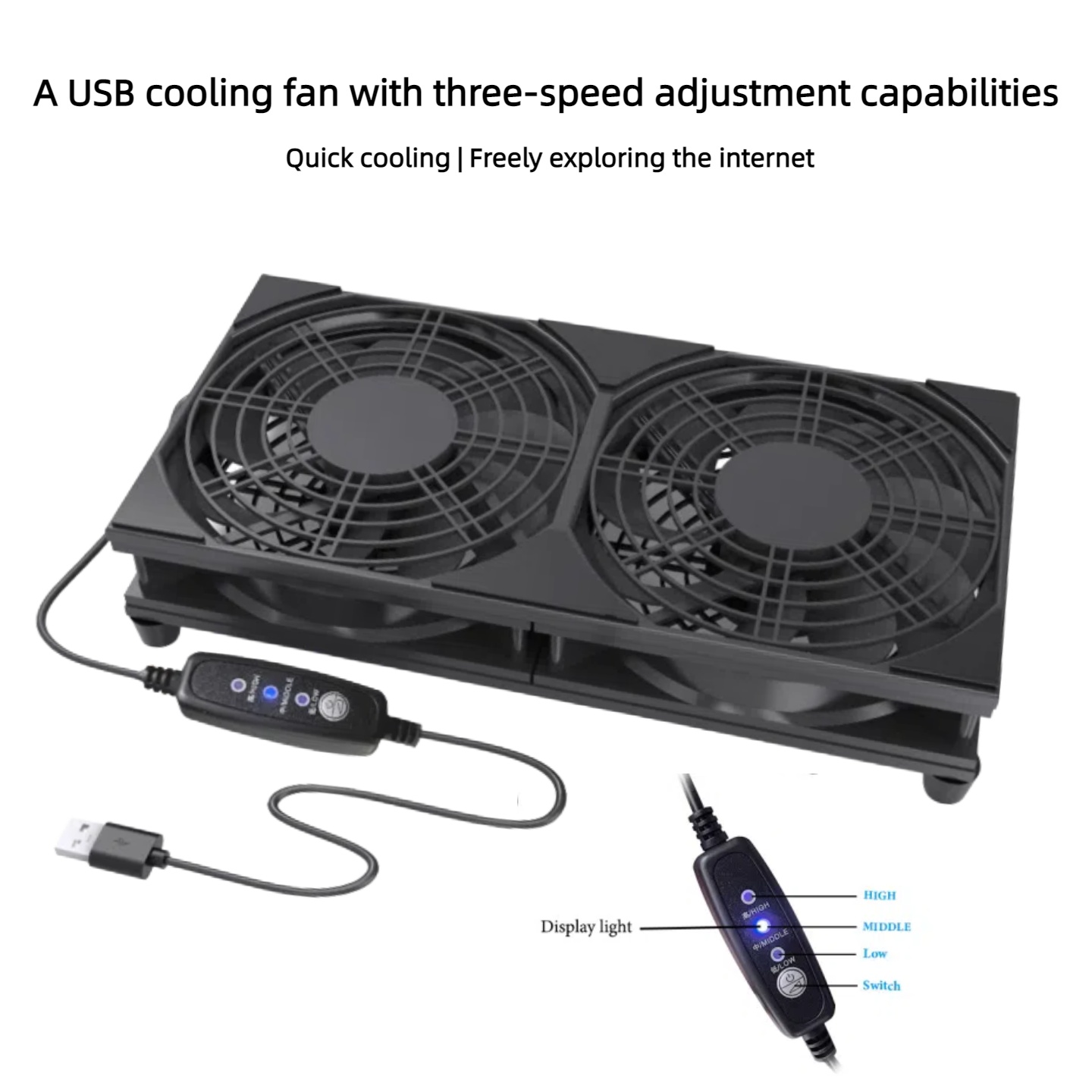 Dual USB Cooling Fan with 3-Sp - Gaming Console And Controller avaliação e preço
